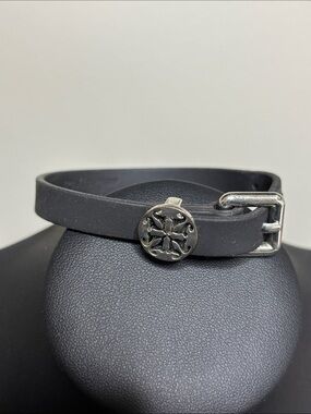 Rustic Cuff Black Rubber Wrap Bracelet Buckle